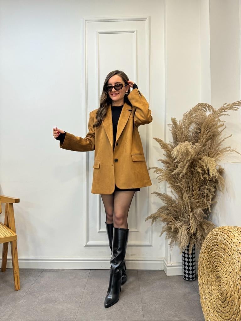 Taba Lüx Kalite Süet Blazer Ceket 4491