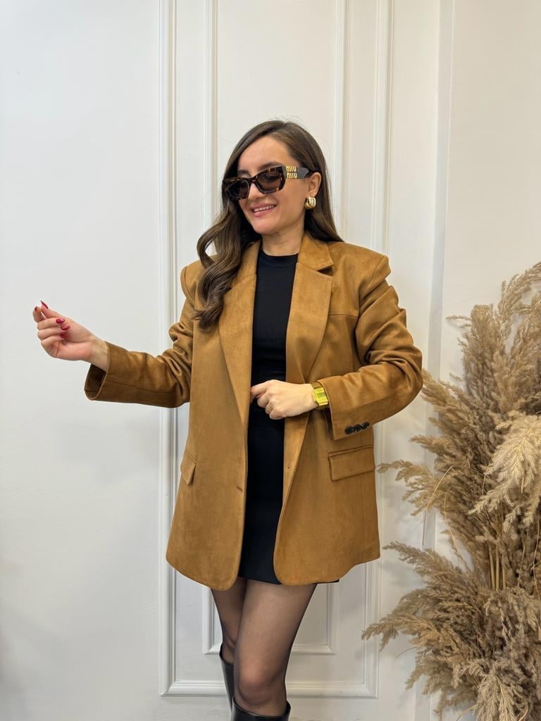 Taba Lüx Kalite Süet Blazer Ceket 4491