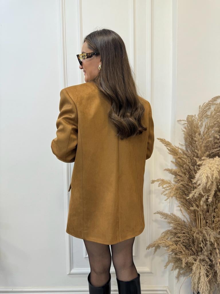 Taba Lüx Kalite Süet Blazer Ceket 4491