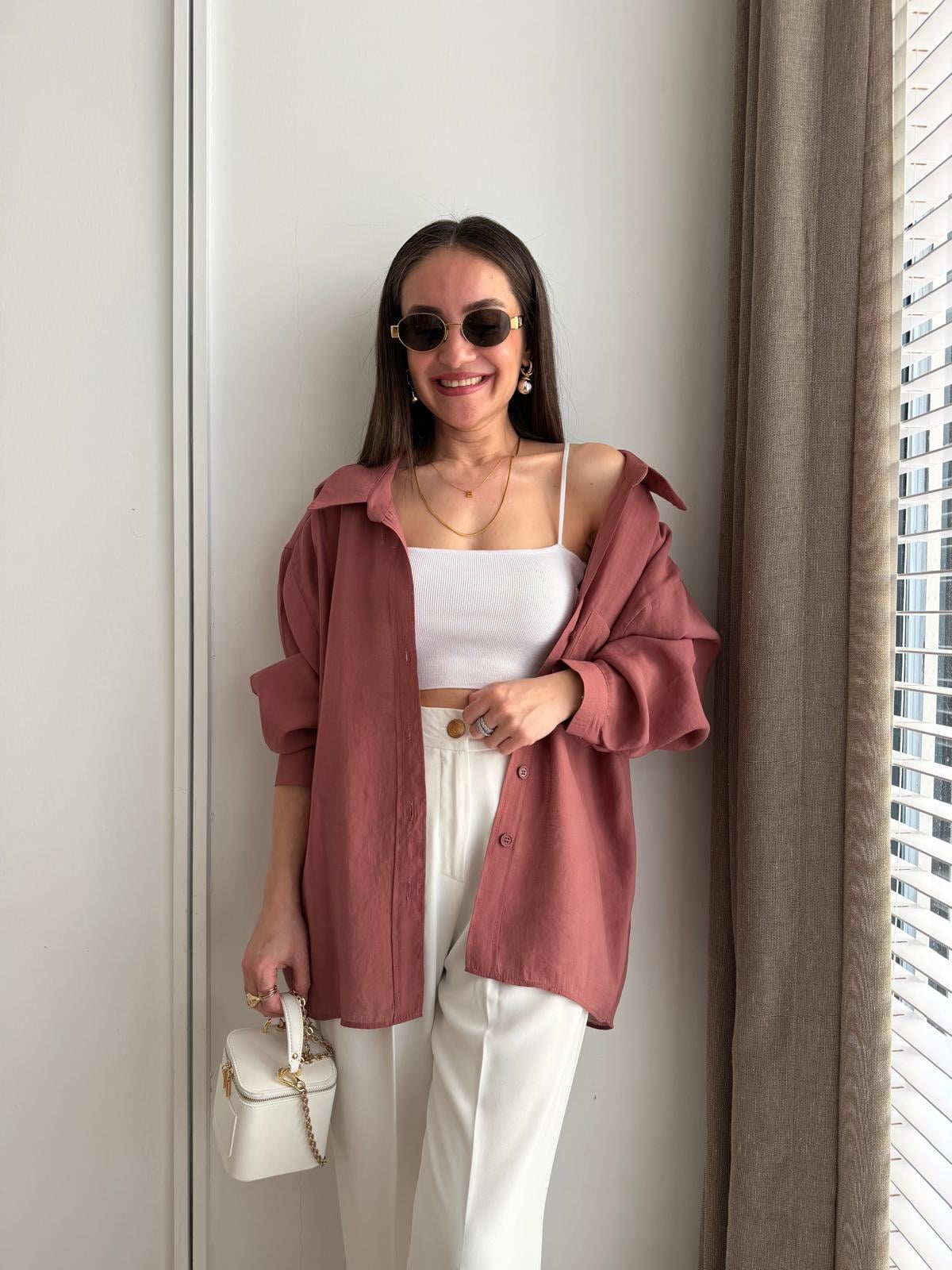Tarçın Lüx Kalite Oversize Gömlek 4612