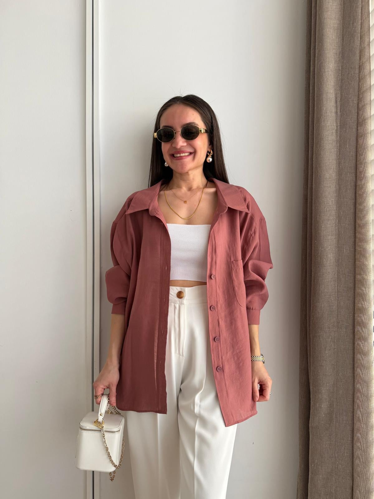 Tarçın Lüx Kalite Oversize Gömlek 4612