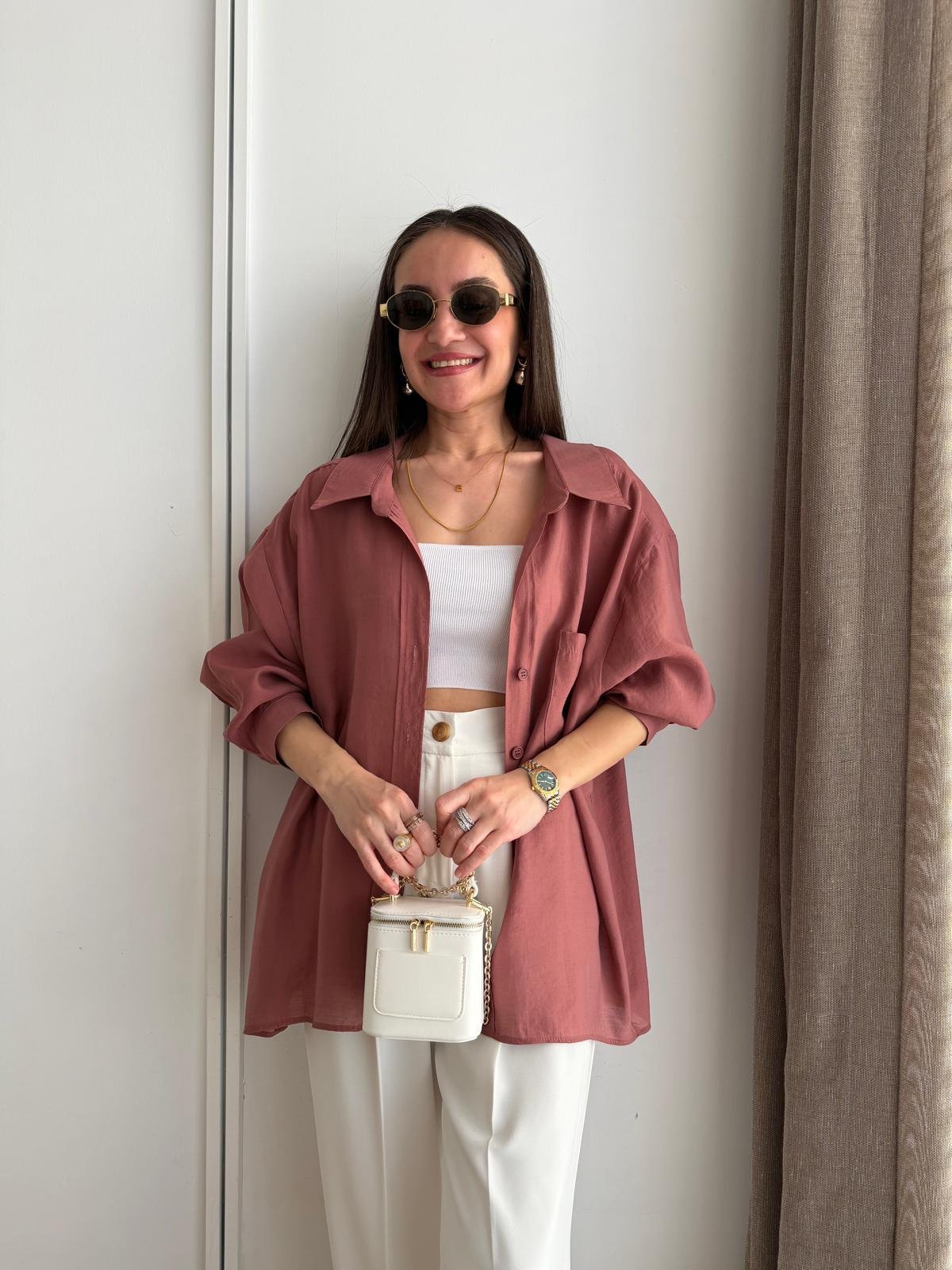 Tarçın Lüx Kalite Oversize Gömlek 4612