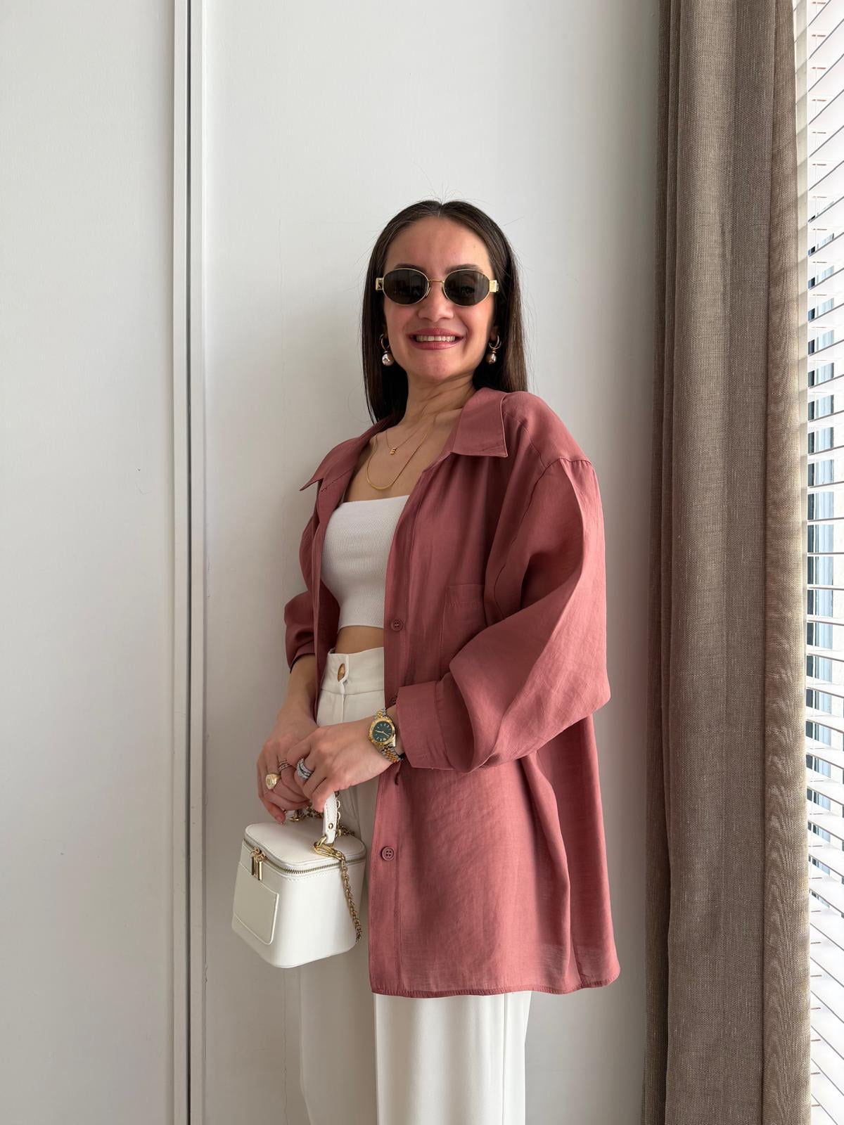 Tarçın Lüx Kalite Oversize Gömlek 4612