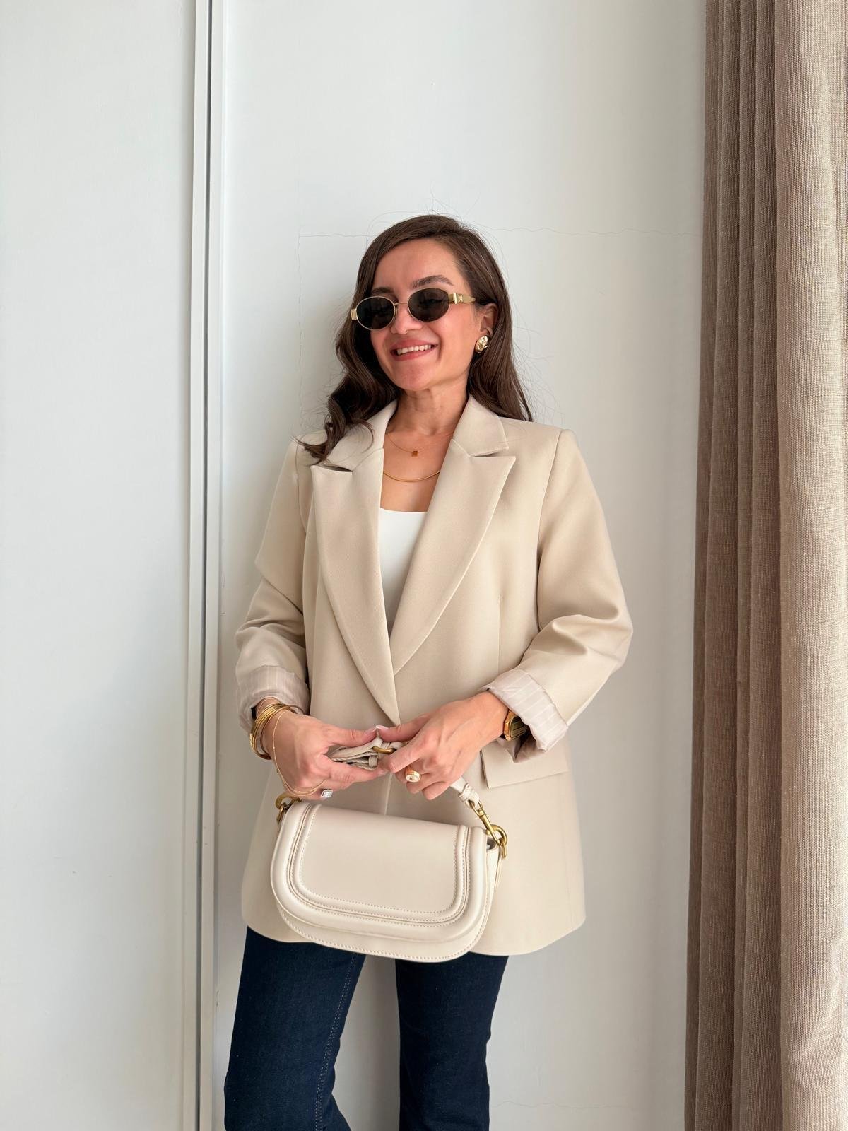 Taş Astarlı Keten Blazer Ceket 7560