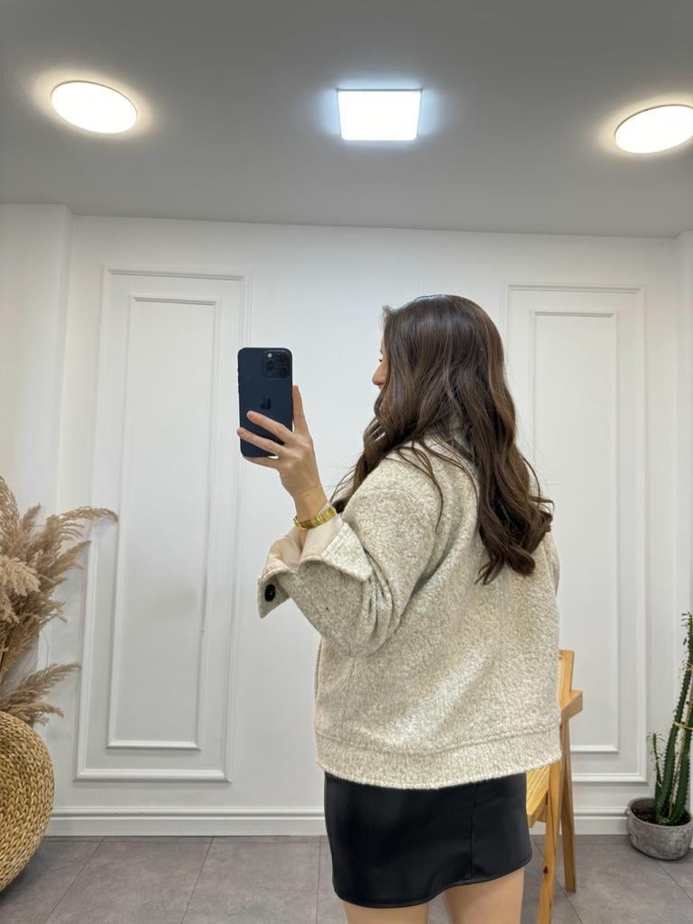 Taş Dört Düğmeli Buklet Mont 0269