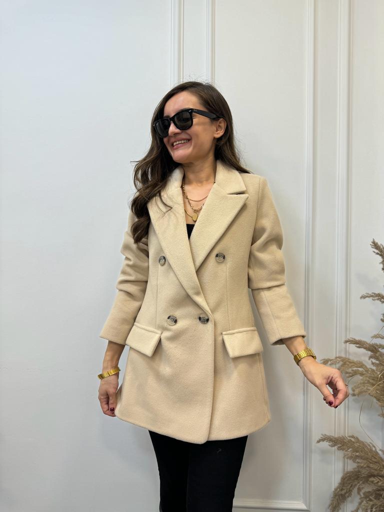Taş Düğme Detaylı Kaşe Blazer Ceket 2047
