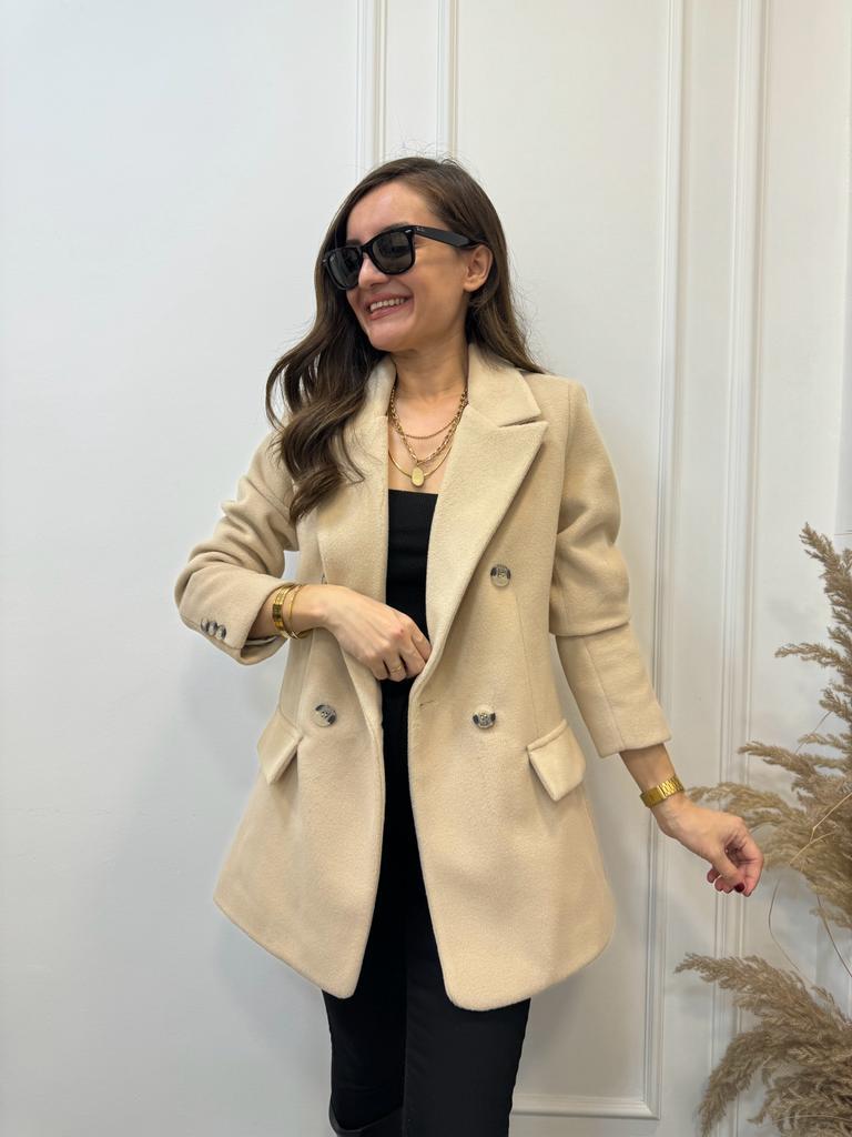 Taş Düğme Detaylı Kaşe Blazer Ceket 2047