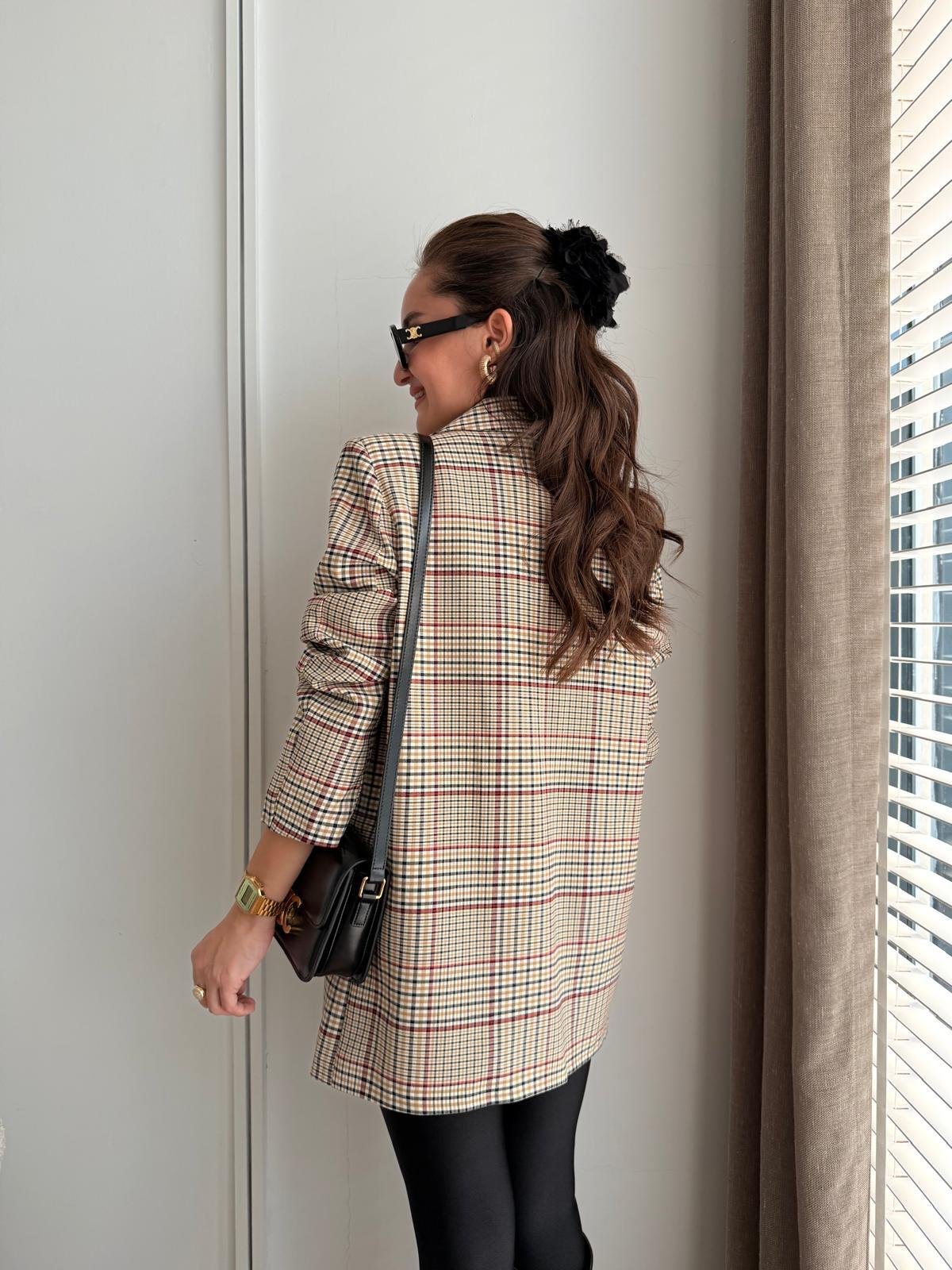 Taş Ekose Desen Blazer Ceket 0391