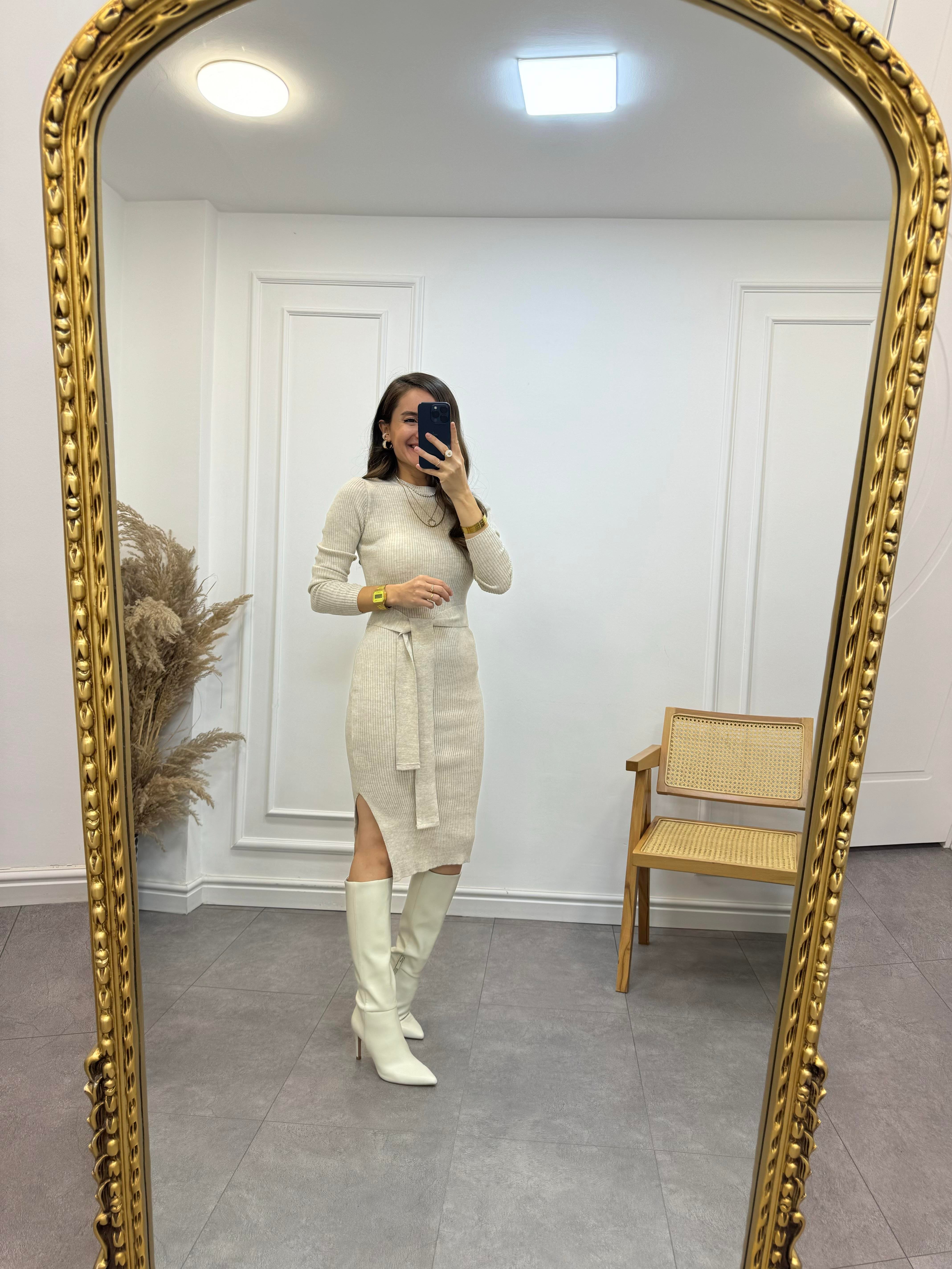 Taş Fitilli Triko Elbise 4117