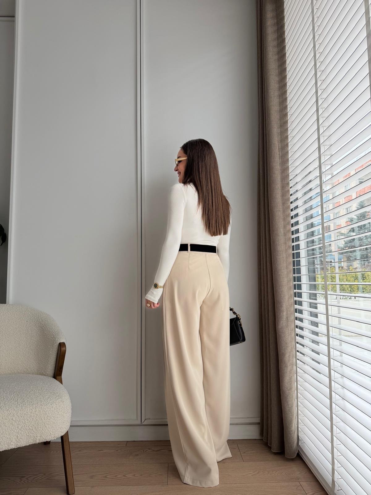 Taş Köprü Detaylı Kemerli Palazzo Pantolon 3855