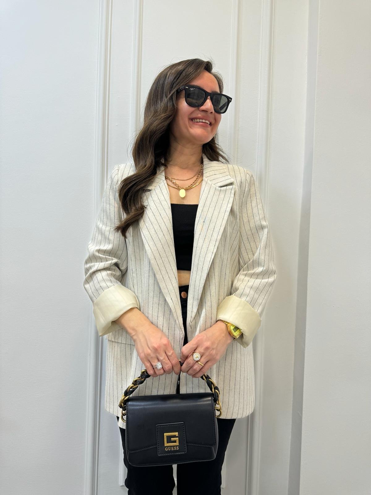 Taş Lacivert Çizgili Blazer Ceket 9330