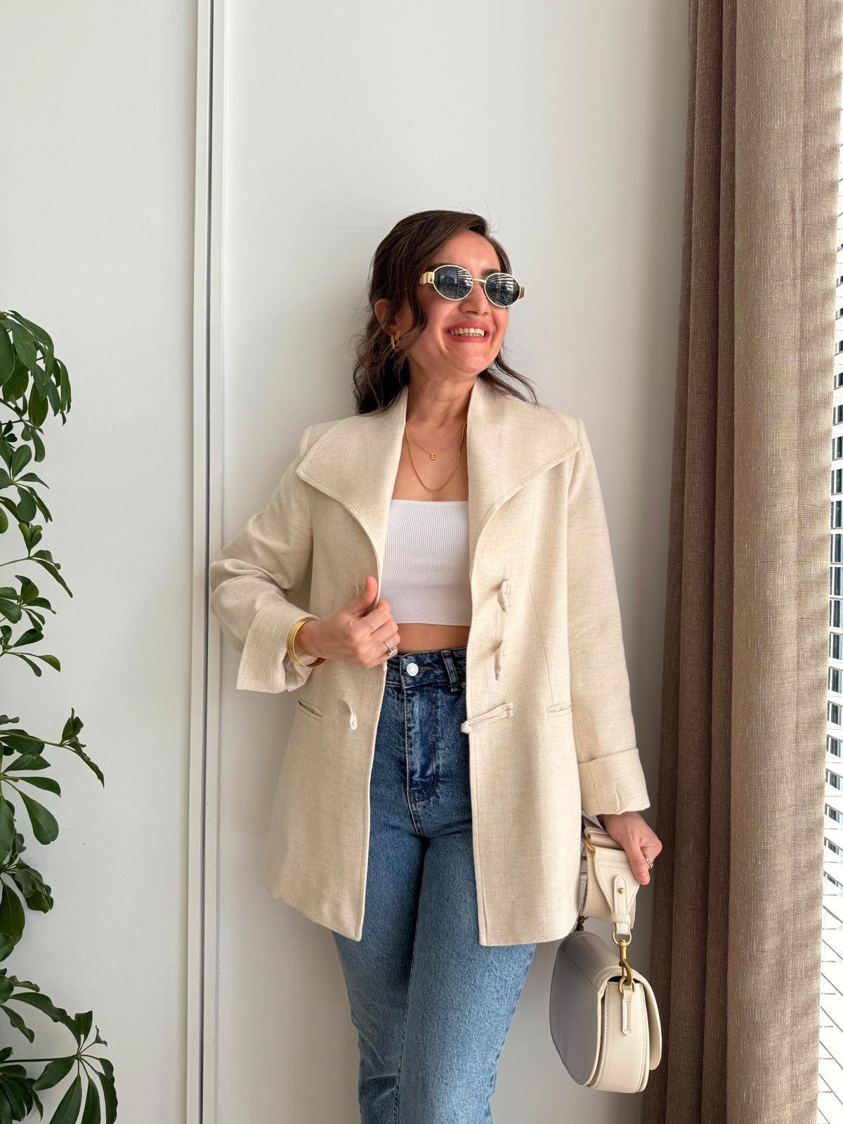 Taş Mendil Yaka Biyeli Blazer Ceket 7517