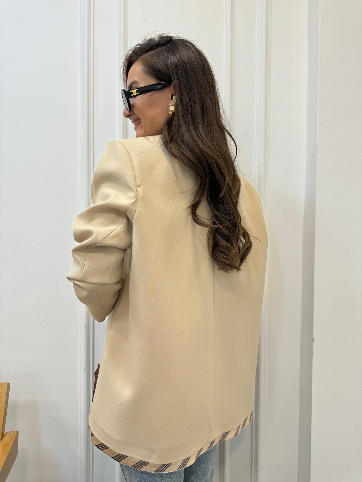 Taş Premıum Kalite Astar Detaylı Double Kumaş Blazer Ceket 9456