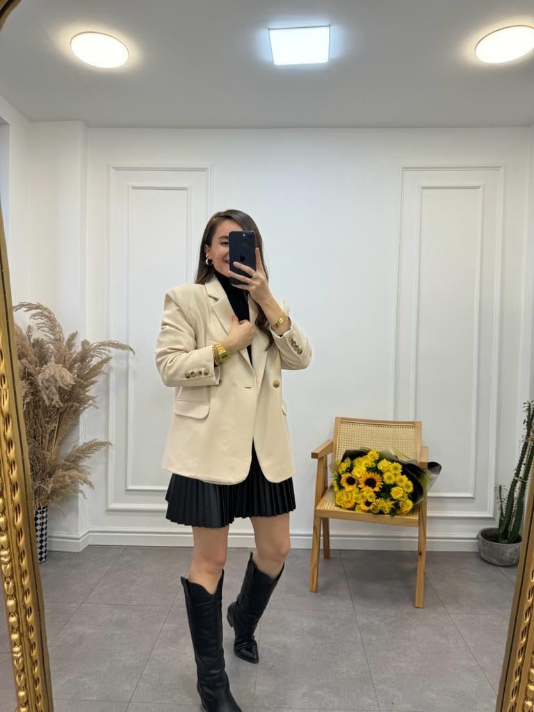 Taş Premium Kalite Düğme Detaylı Blazer Ceket 9355