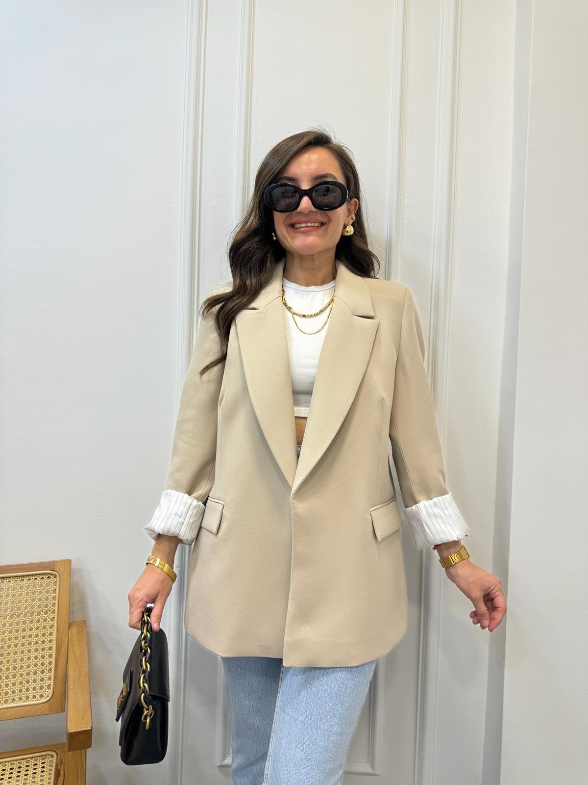 Taş Premium Kalite Marin Astarlı Blazer Ceket 9134
