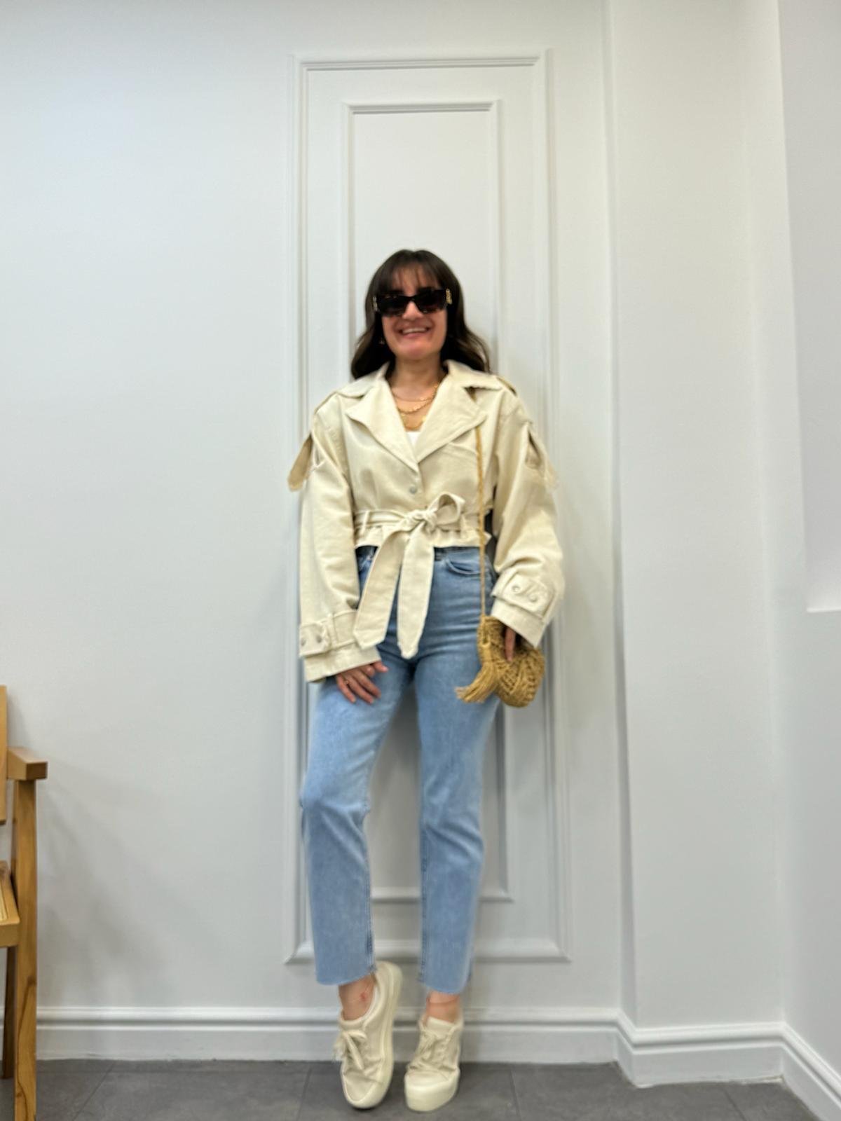 Taş Reglon Kol Kısa Gabardin Ceket 9407