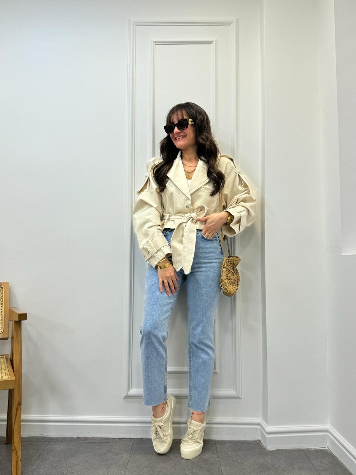 Taş Reglon Kol Kısa Gabardin Ceket 9407