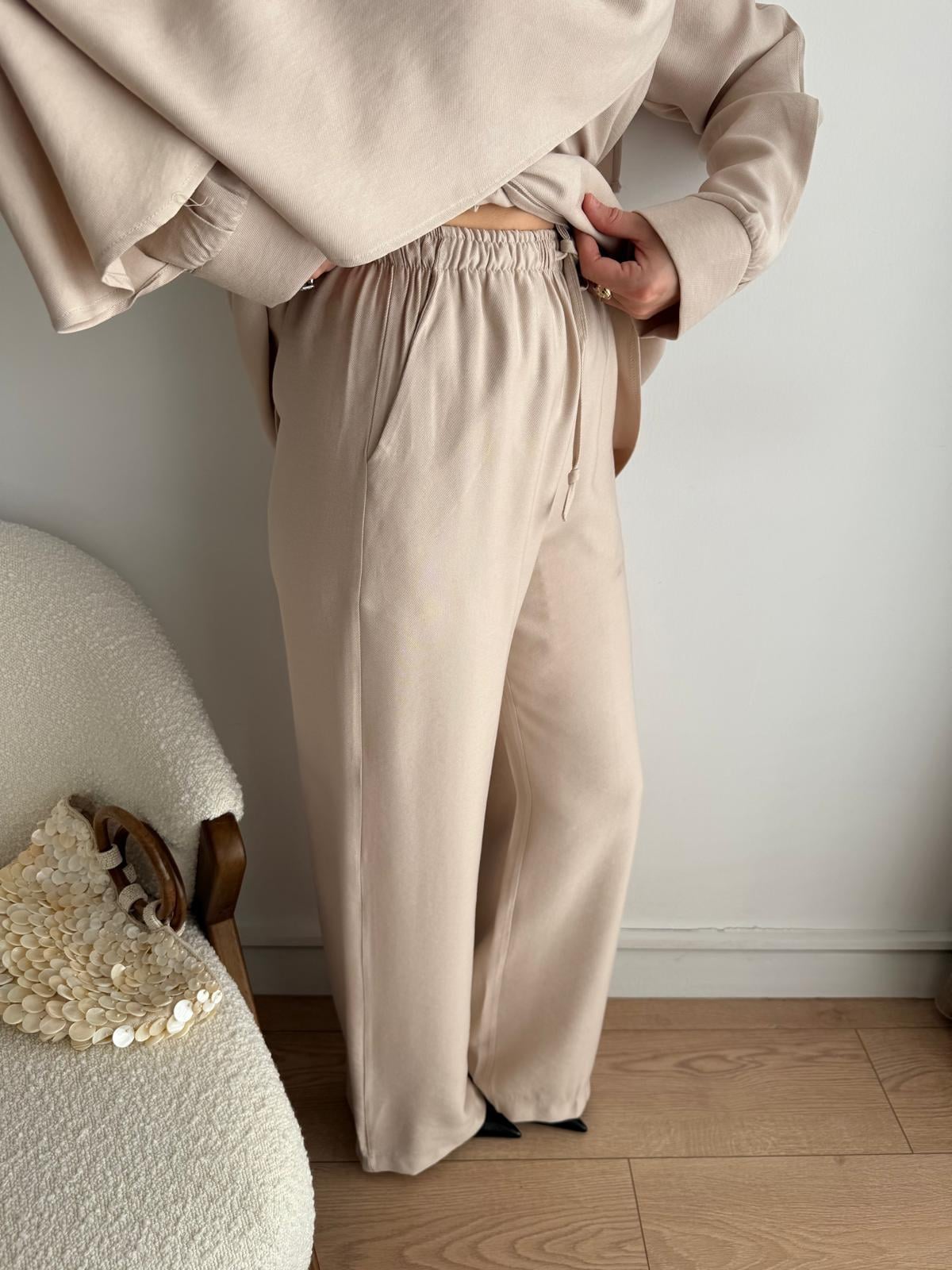 Taş Şal Yaka Tasarım Bluz Pantolon Takım 8625