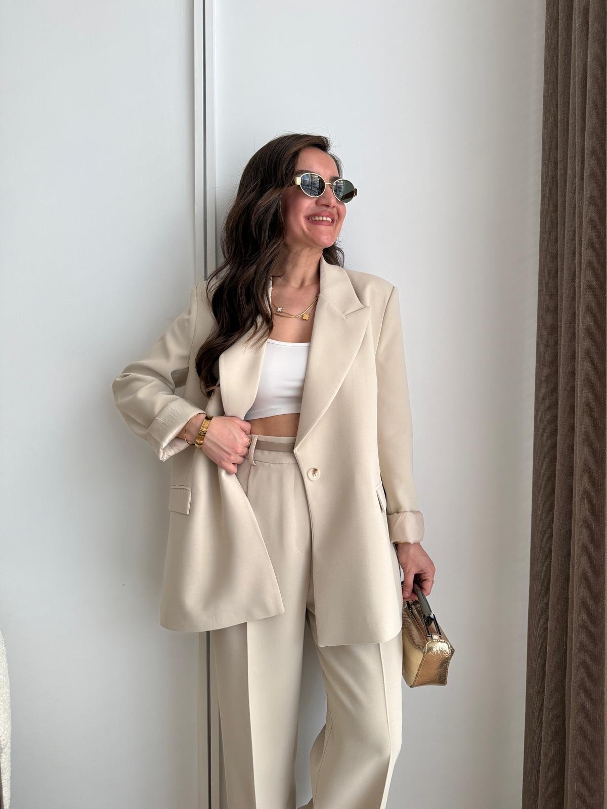Taş Vatkalı Düğmeli Blazer Ceket 7462