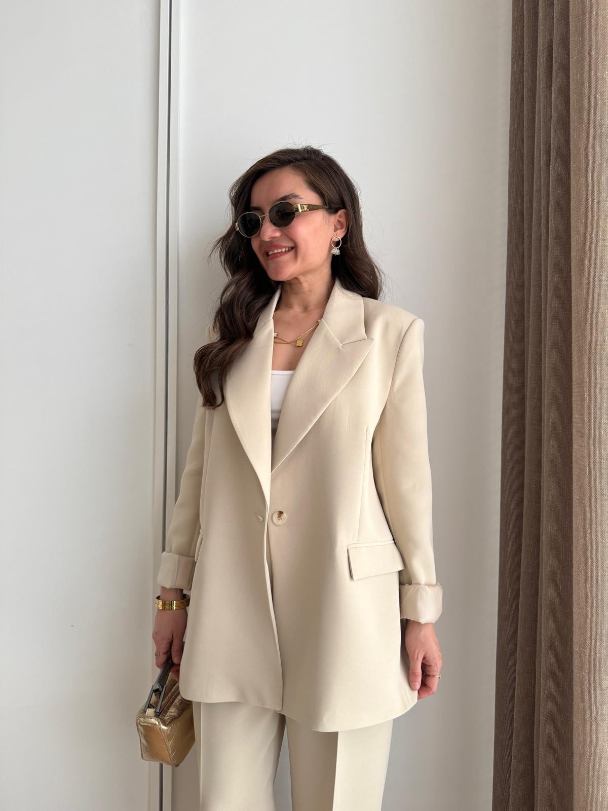 Taş Vatkalı Düğmeli Blazer Ceket 7462