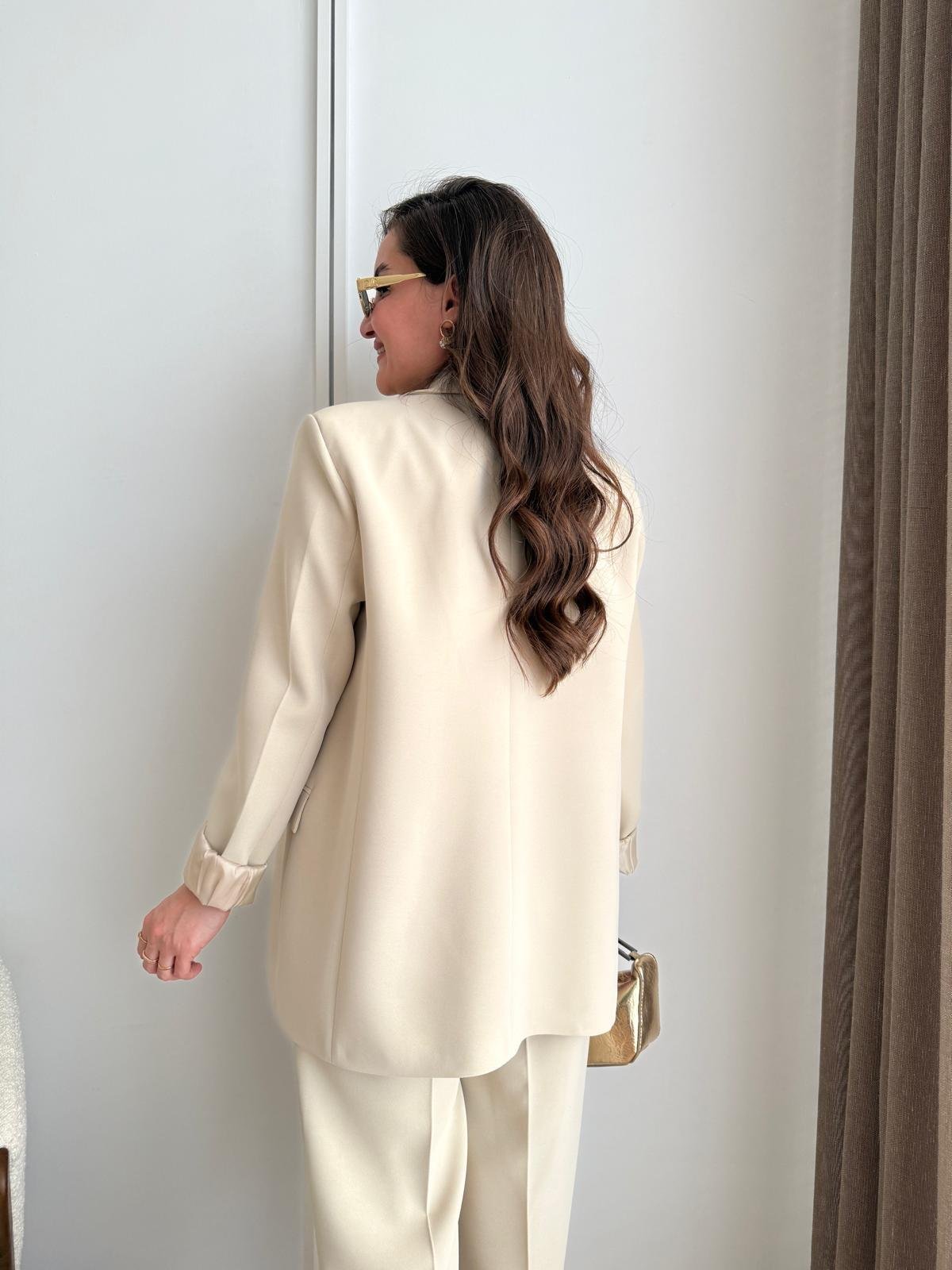 Taş Vatkalı Düğmeli Blazer Ceket 7462
