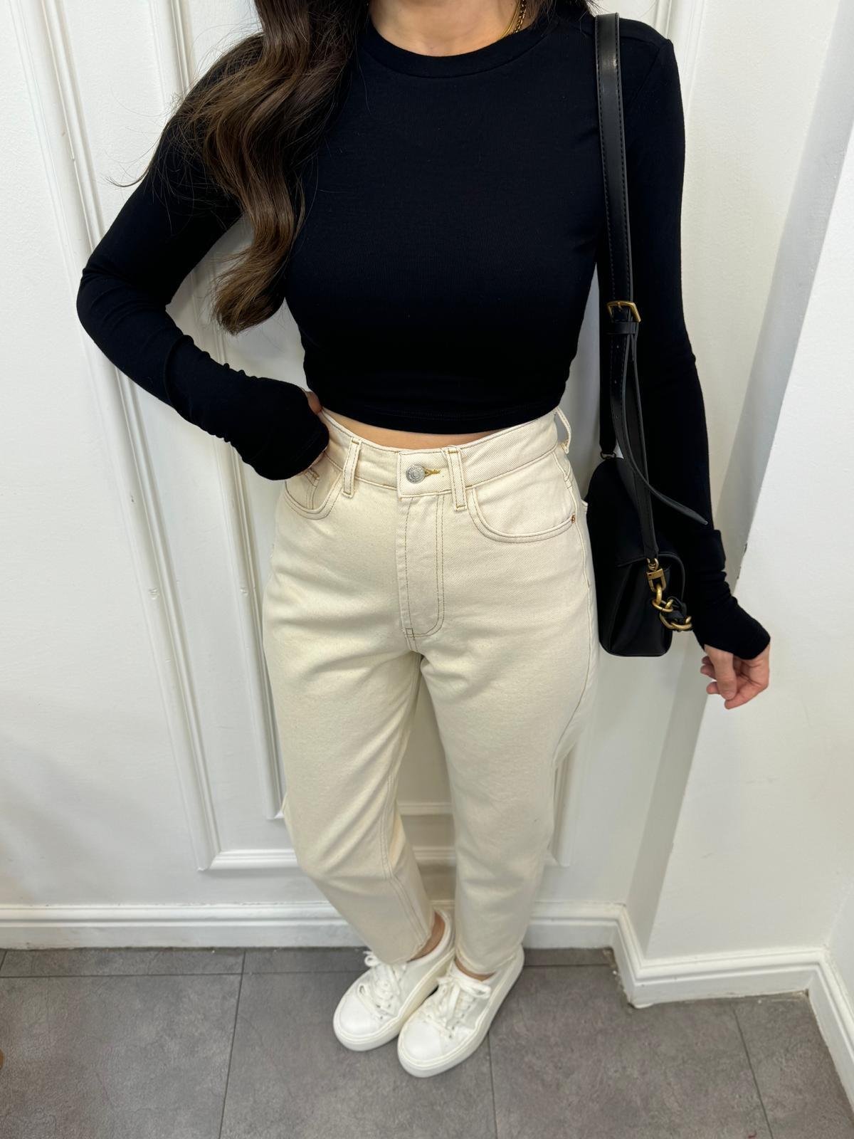 Taş Yüksek Bel Boyfriend Pantolon 24315