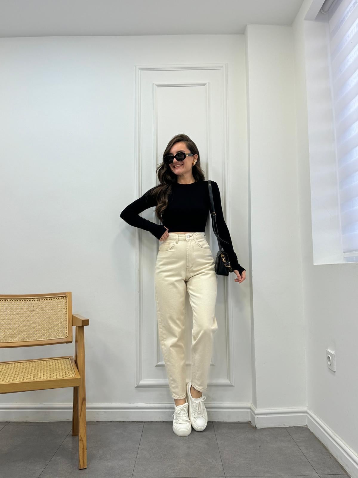 Taş Yüksek Bel Boyfriend Pantolon 24315
