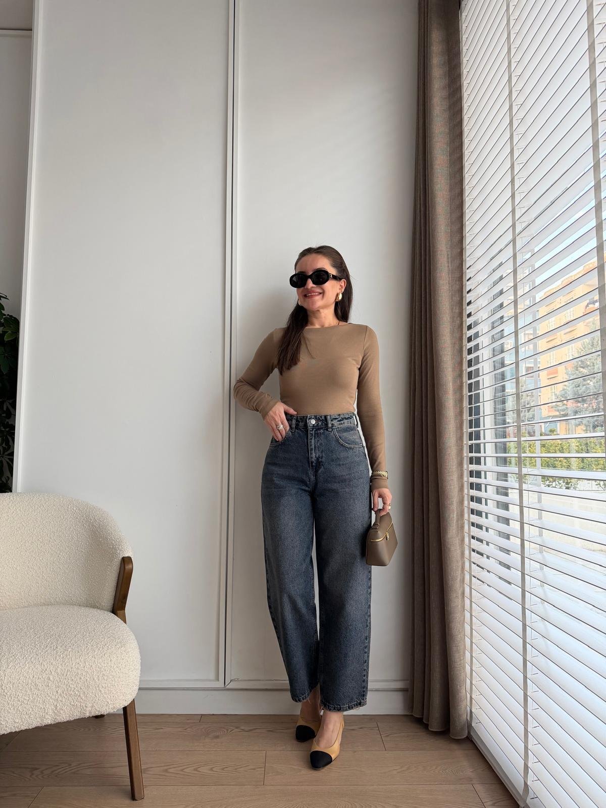 Taşlama Paçası Lazer Kesikli Boyfriend Jean 3004