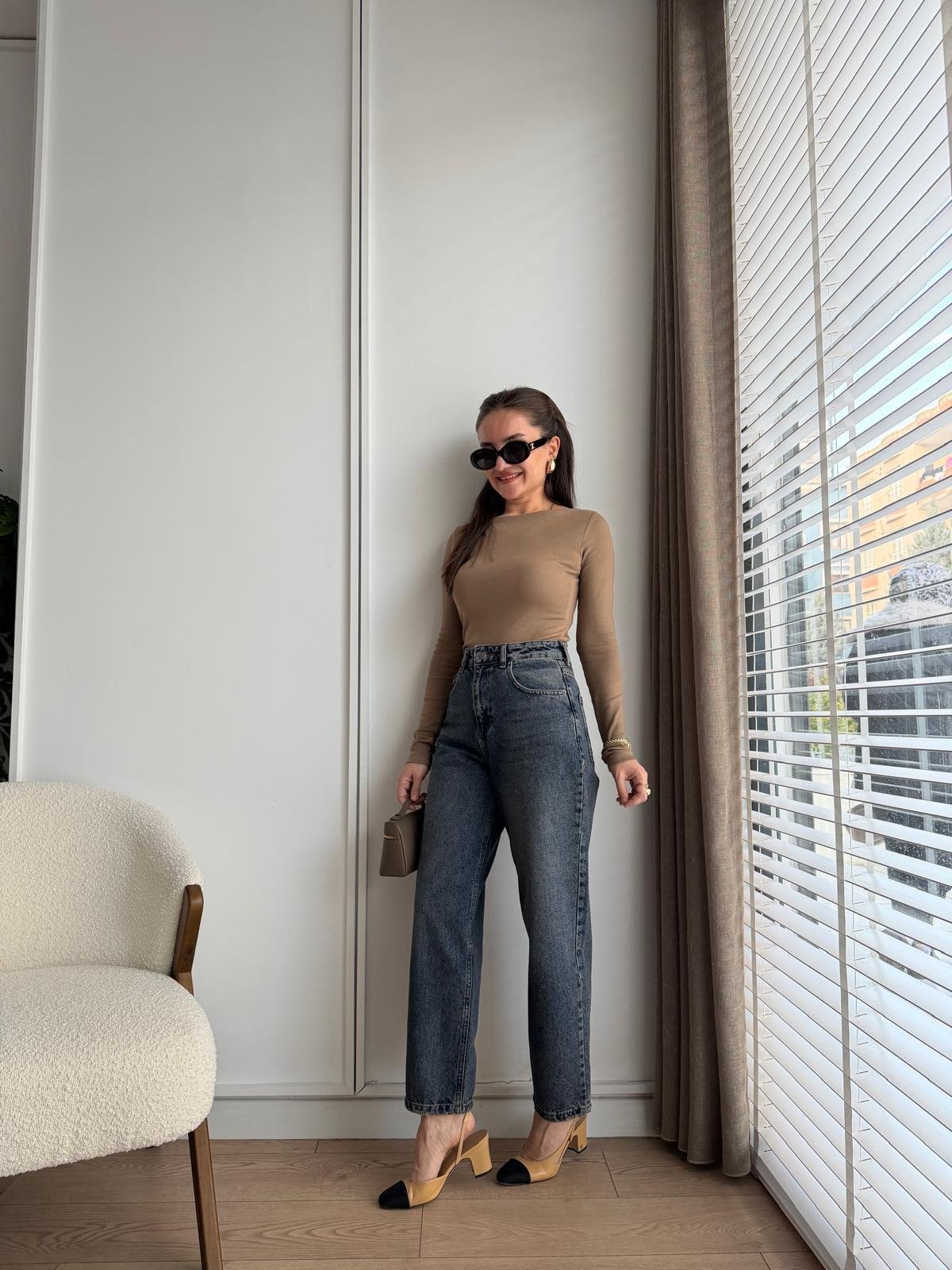 Taşlama Paçası Lazer Kesikli Boyfriend Jean 3004