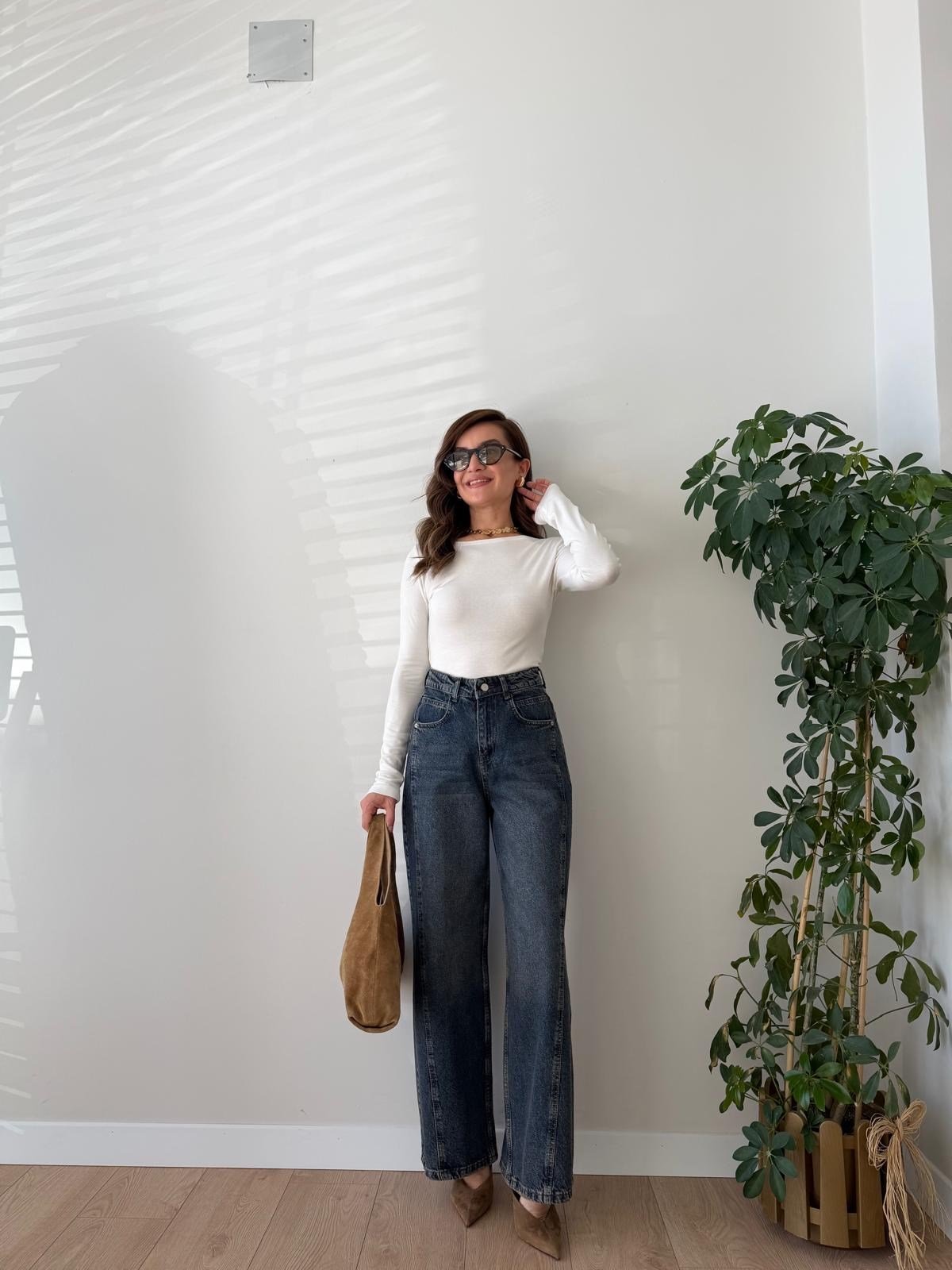 Taşlama Yüksek Bel Baggy Jean 8036