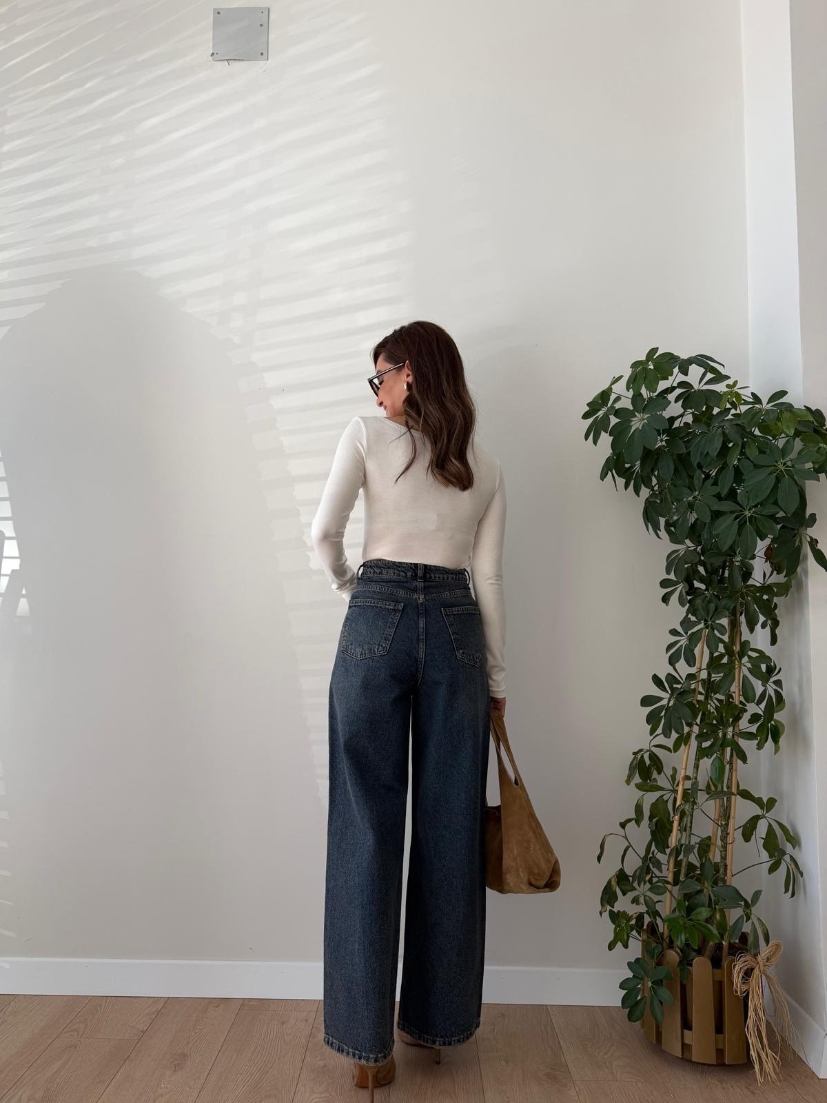 Taşlama Yüksek Bel Baggy Jean 8036