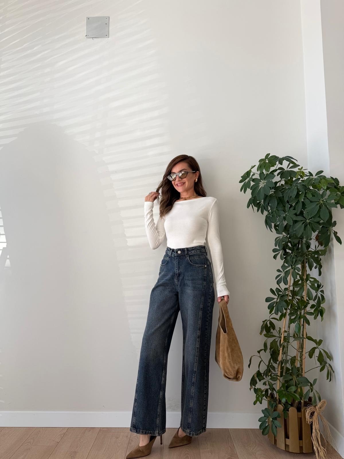 Taşlama Yüksek Bel Baggy Jean 8036