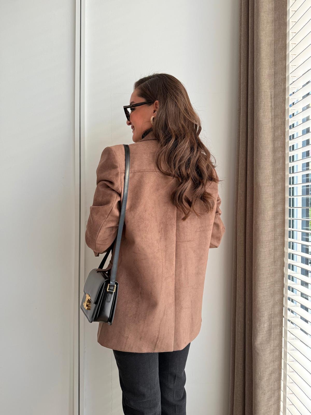 Vizon Arkası Yırtmaçlı Süet Blazer Ceket 17126