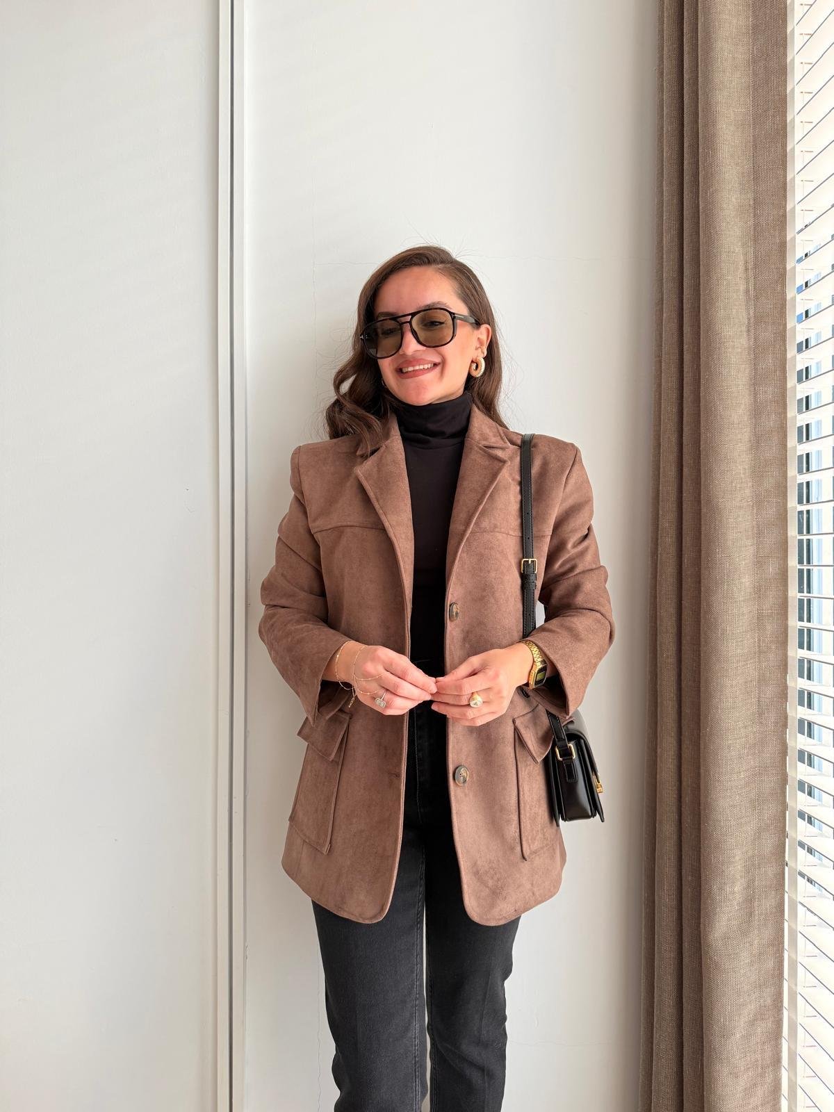 Vizon Arkası Yırtmaçlı Süet Blazer Ceket 17126