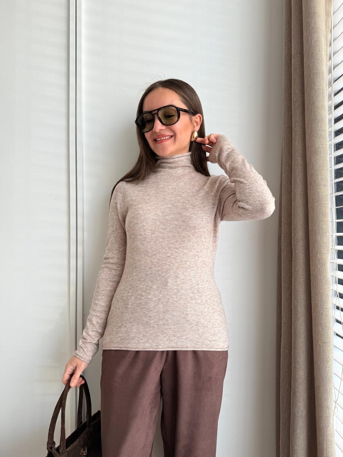 Vizon Dik Yaka Basic Triko Kazak 10714