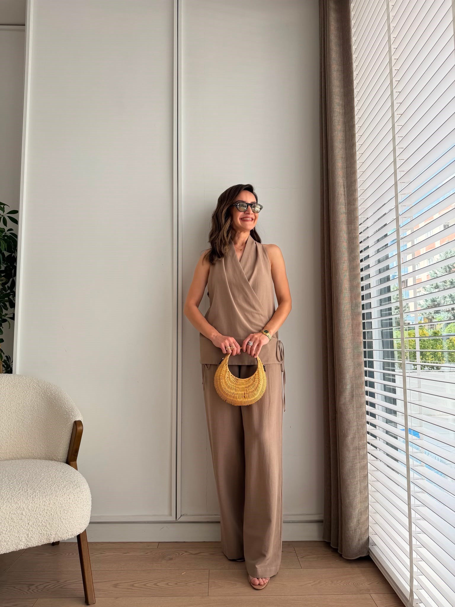 Vizon Halter Yaka Yandan Bağlamalı Kimono Takım 6027