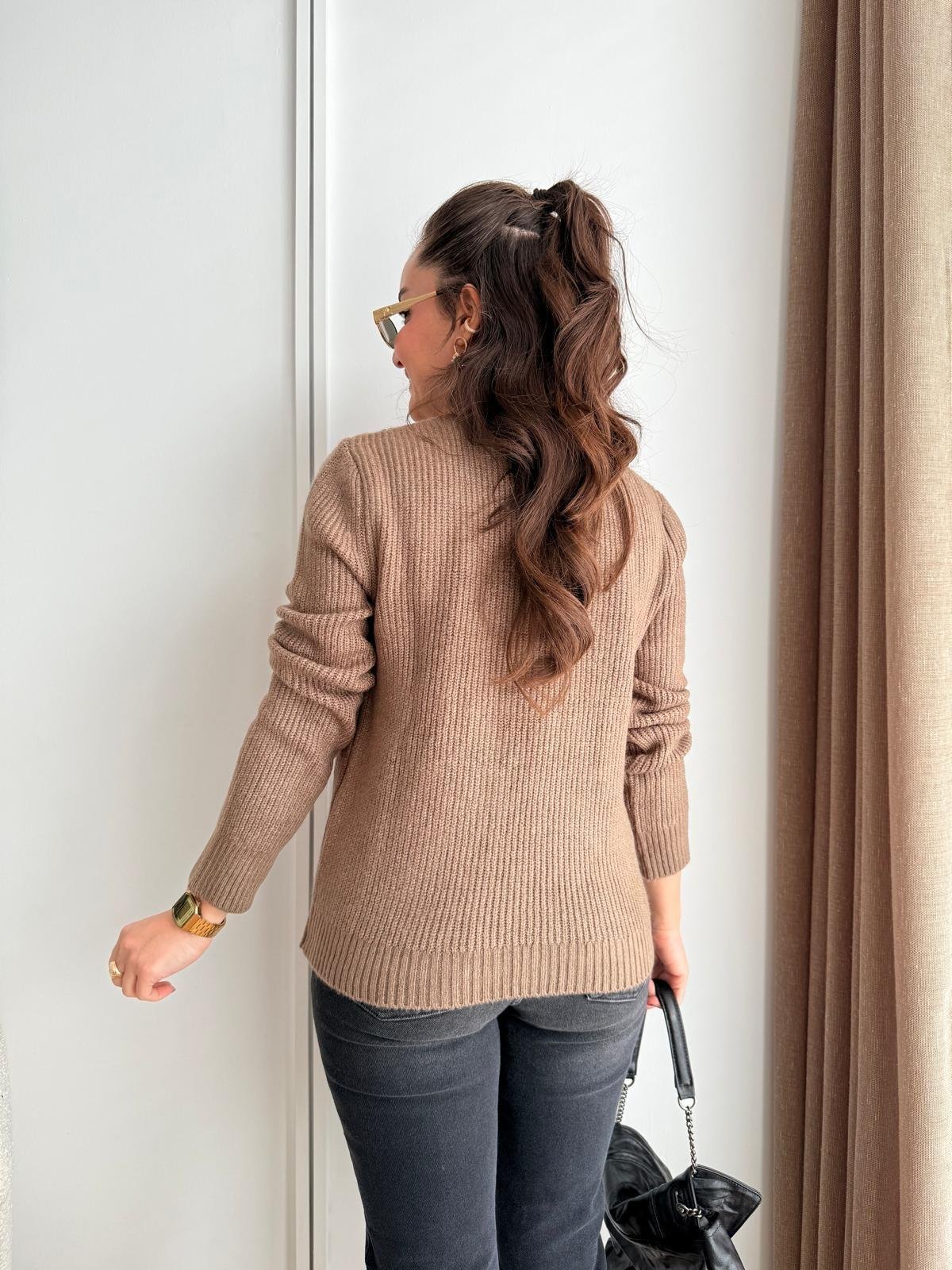 Vizon Kumaş Cepli Triko Hırka 241086