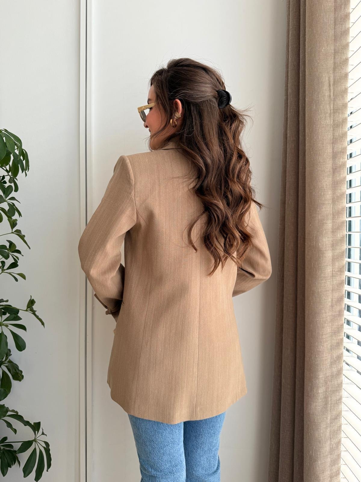 Vizon Mendil Yaka Biyeli Blazer Ceket 7517