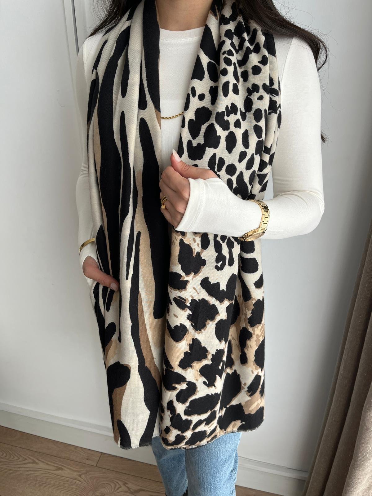 Vizon Zebra Desen Şal 15298