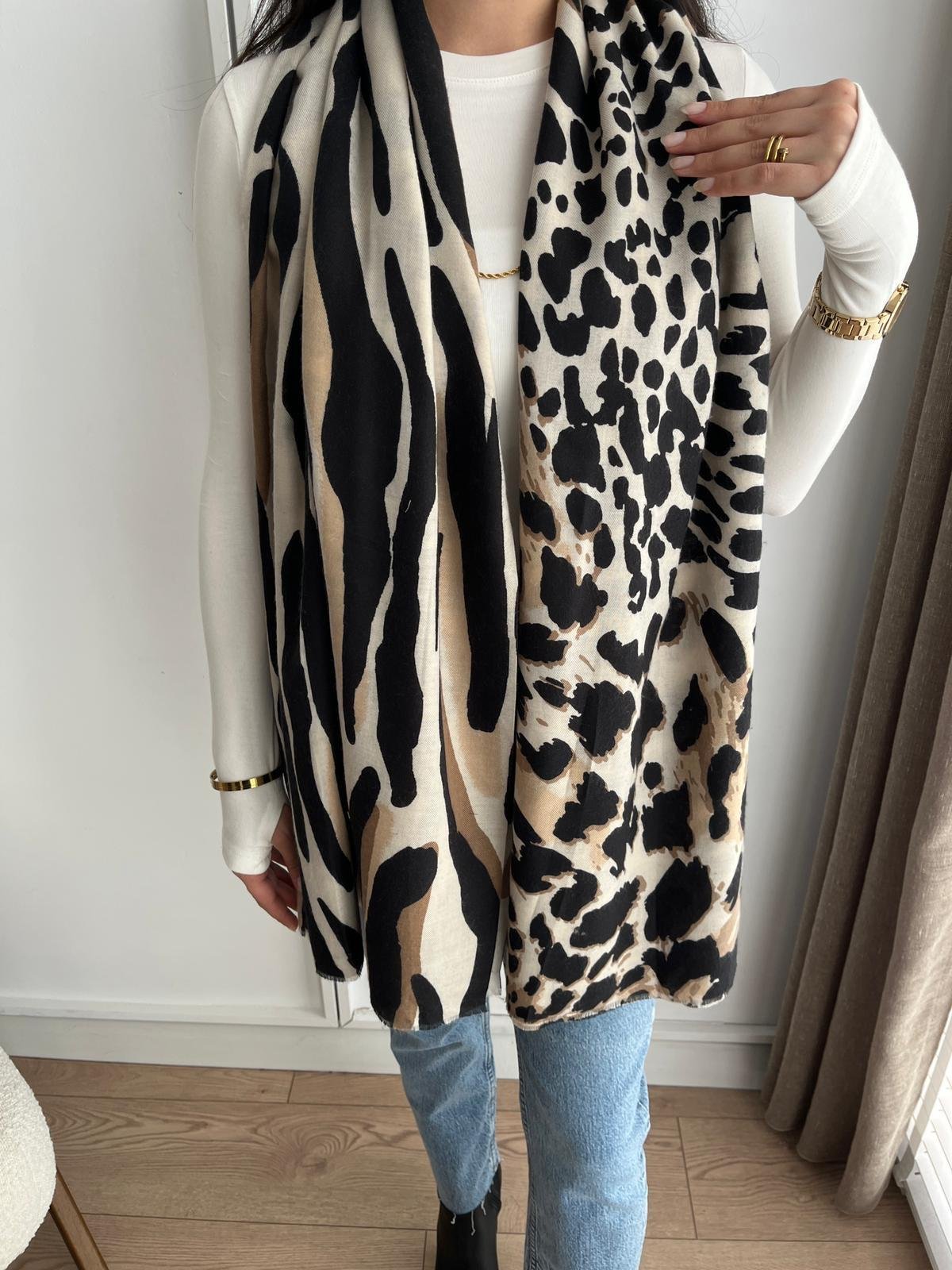 Vizon Zebra Desen Şal 15298