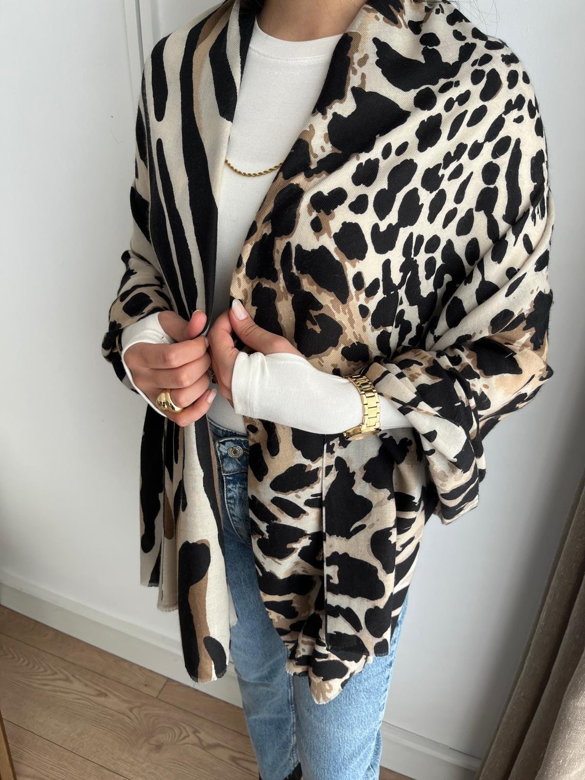 Vizon Zebra Desen Şal 15298