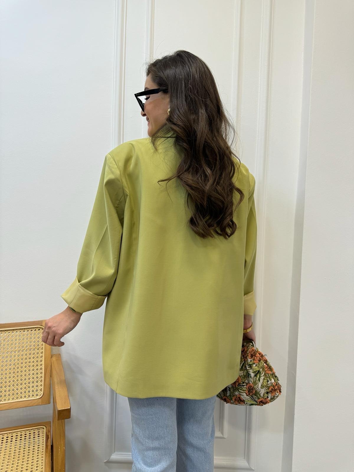 Yağyeşili Premıum Kalite Torba Cep Blazer Ceket 9437