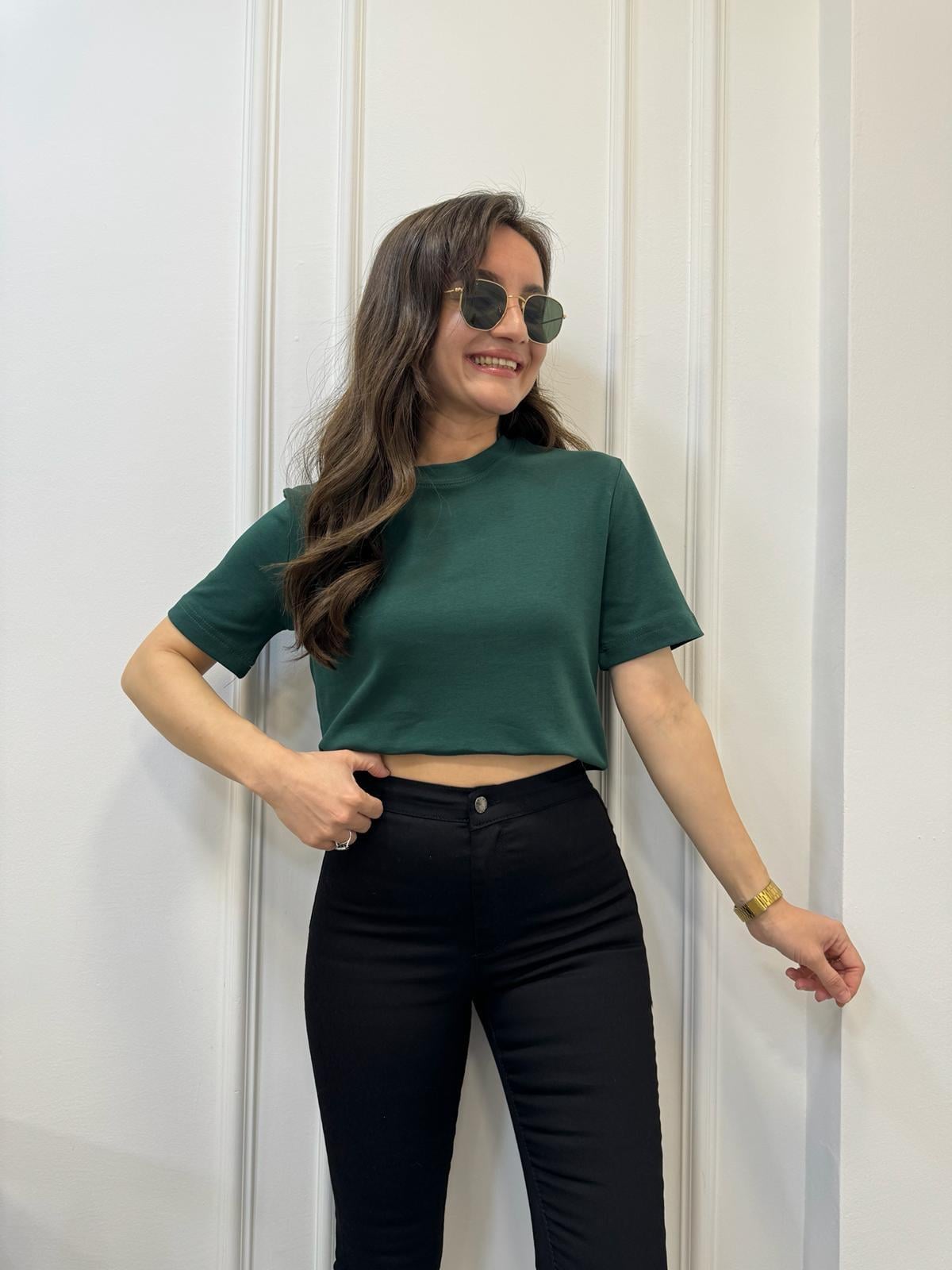 Zümrütyeşili Massimo Dutti Tişört