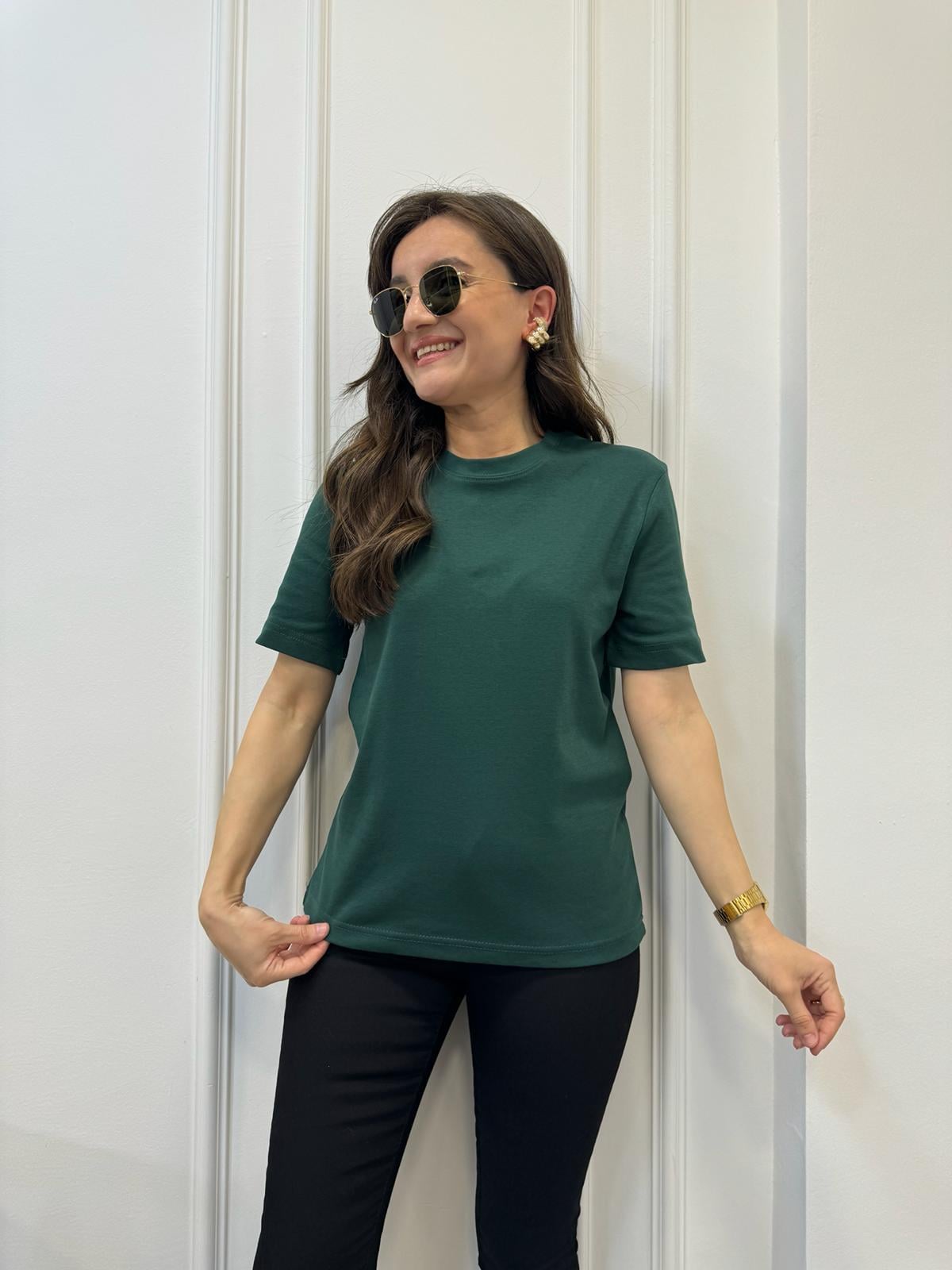 Zümrütyeşili Massimo Dutti Tişört