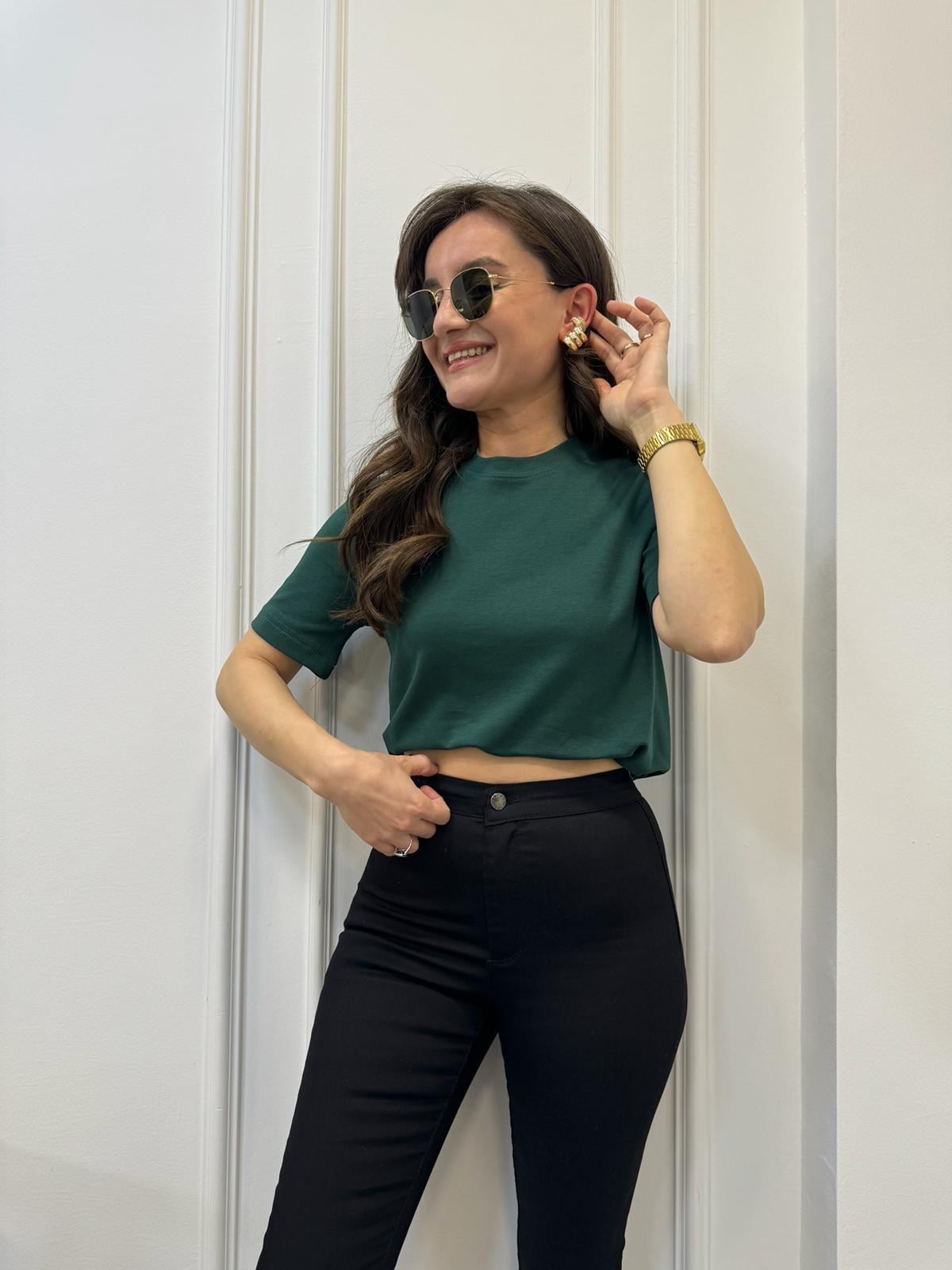 Zümrütyeşili Massimo Dutti Tişört