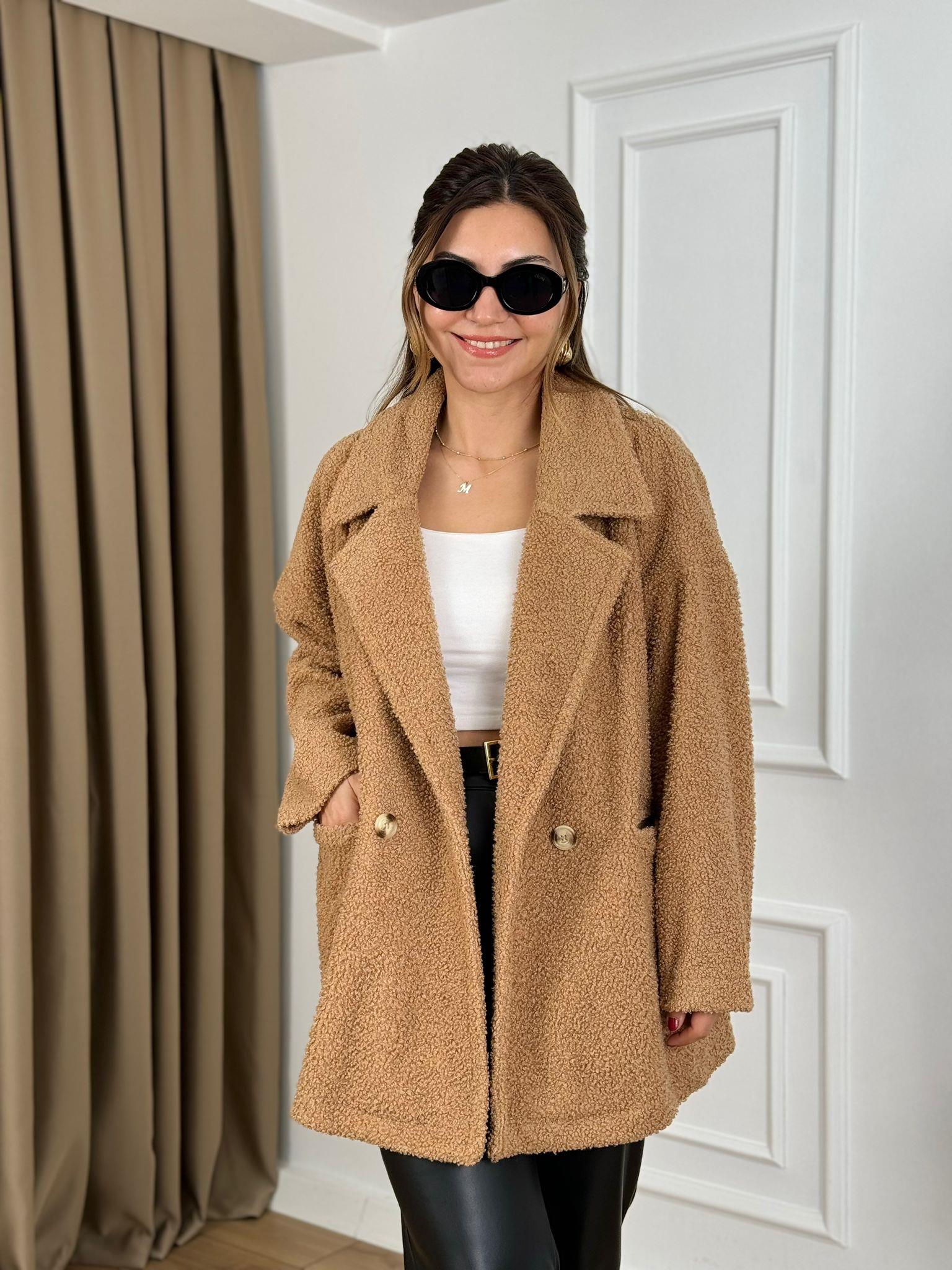 Camel Cepli Düğmeli Teddy Kaban 38002