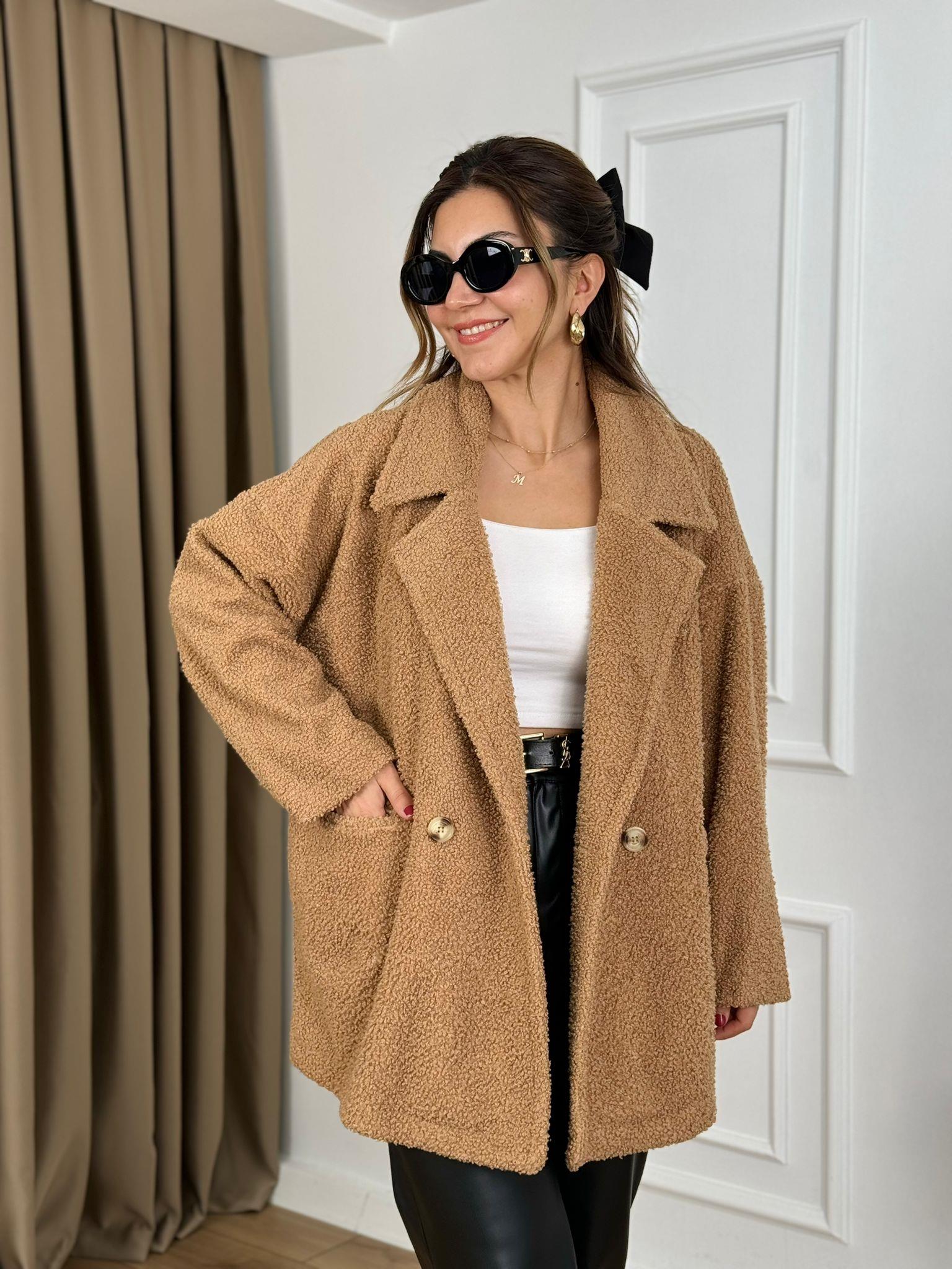 Camel Cepli Düğmeli Teddy Kaban 38002