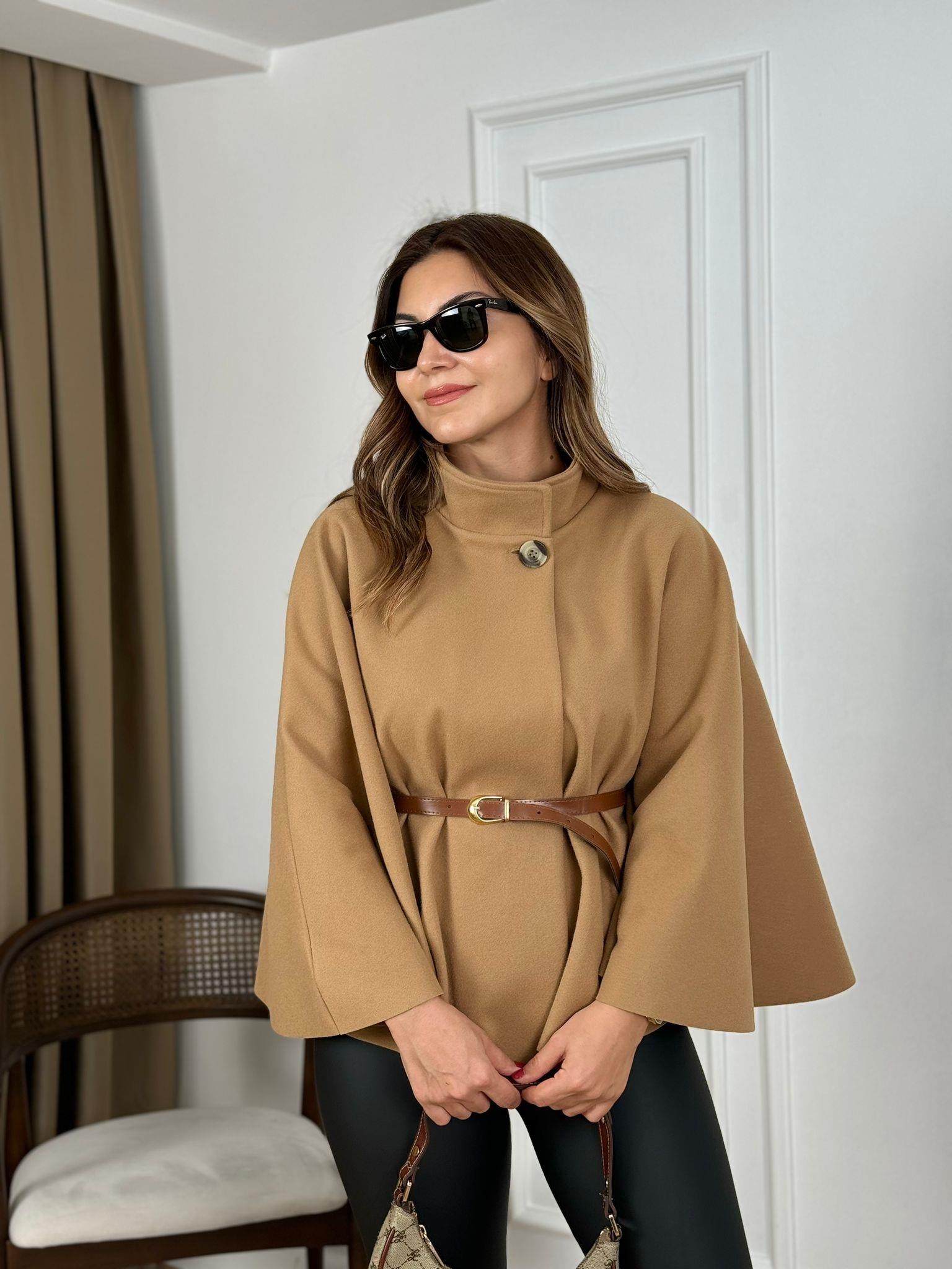 Camel Kemerli Panço Kaşe Kaban 0146