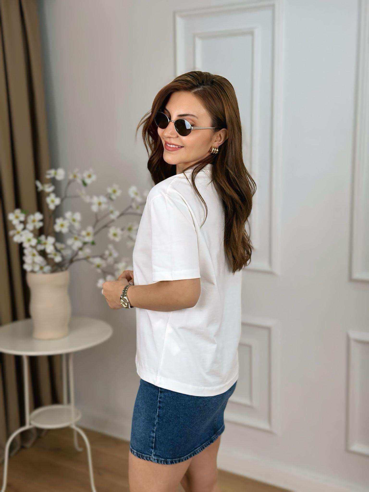Ekru Ribanalı Bisiklet Yaka Tshirt Dilvin 30312