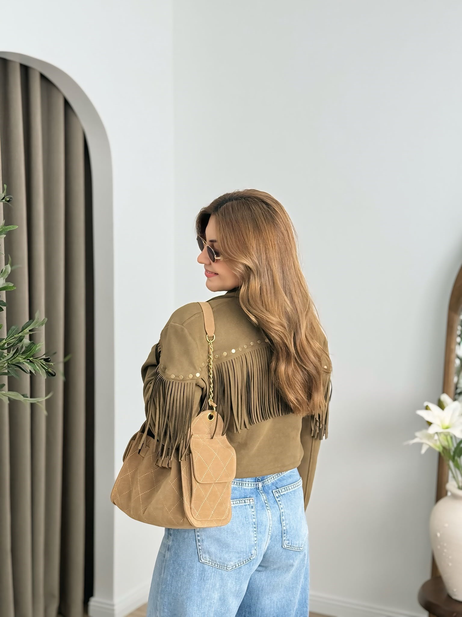 Haki Premium Kalite Astarlı Püsküllü Ceket 6381